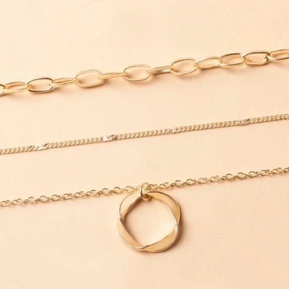 GOLD Layered Necklace Set of 3 - Picture 2 of 4